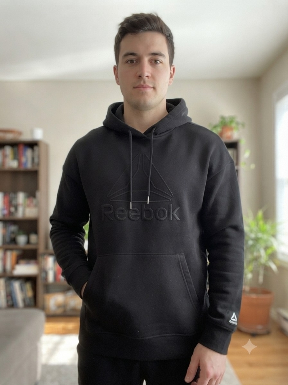 Reebok Men's Black Logo Pullover Hoodie